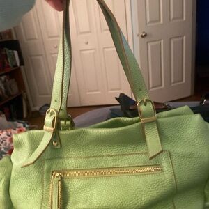 Green Leather Tote Bag by Sondra Roberts